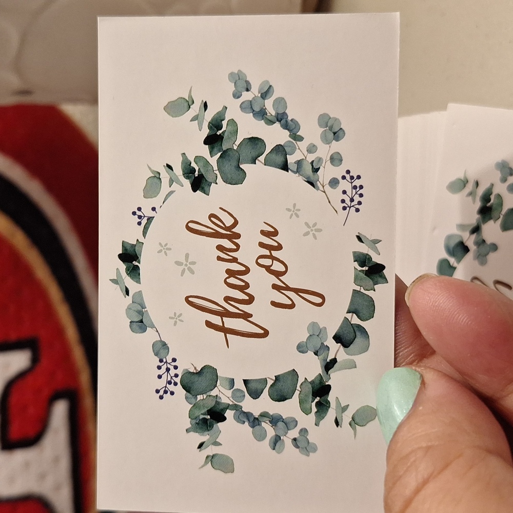 🦋LAST ONE 550ct - 50 Thank You Cards +500Thank You Stickers 3.5 x 2.1 - Picture 3 of 6